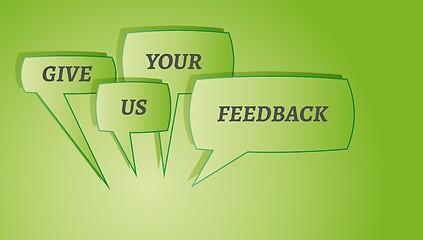 Image showing give me feedback speech bubbles