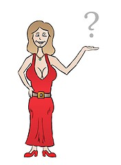 Image showing nice dressed woman with big tits and question mark