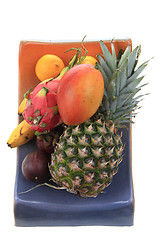 Image showing pineapple mango orange banana and dragon fruit