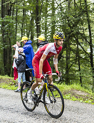 Image showing The Cyclist Rudy Molard  Climbing Col du Platzerwasel - Tour de 