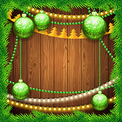 Image showing Christmas Background with Green Balls