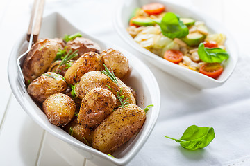 Image showing Rustic oven baked potatoes 