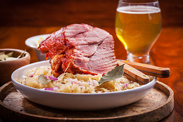 Image showing Smoked pork with cabbage