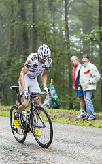 Image showing The Cyclist Anthony Delaplace Climbing Col du Platzerwasel - Tou