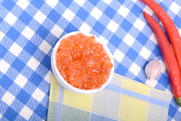 Image showing red caviar and red pepper