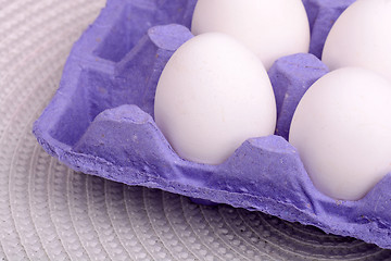 Image showing Chicken eggs in egg tray