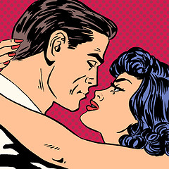 Image showing Kiss love movie romance heroes lovers man and woman pop art comi