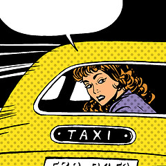 Image showing woman goes to taxi looks around separation anxiety love maniac p