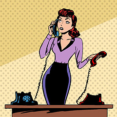 Image showing Girl Secretary answers the phone progress and communication tech