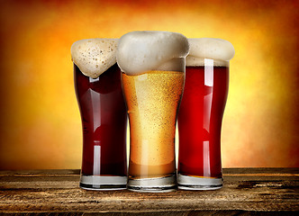 Image showing Three sorts of beer