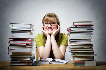 Image showing happy female student with books