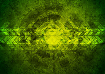 Image showing Green grunge tech geometric background