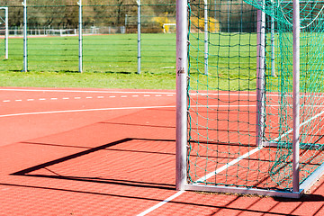 Image showing Empty outdoor handball goal