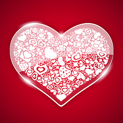 Image showing Glass Valentine Heart on Red Background
