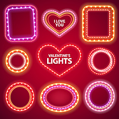 Image showing Valentines Neon Lights Frames with a Copy Space Set2