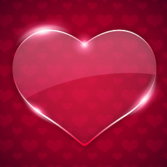 Image showing Glass Valentine Heart on Red Background