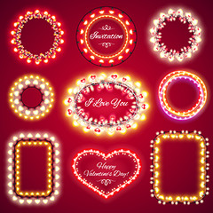 Image showing Valentines Lights Frames with a Copy Space Set1