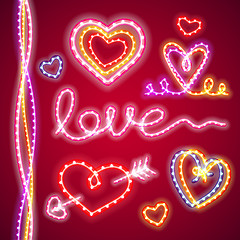 Image showing Valentines Neon Hearts