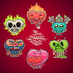 Image showing Cartoon Valentine Hearts Set