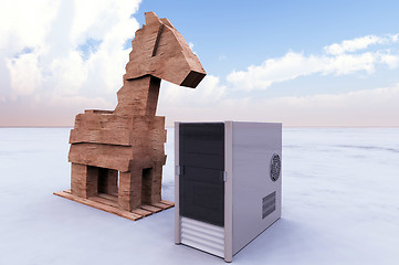 Image showing Trojan horse and computer