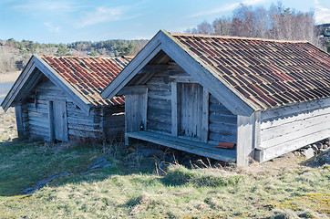 Image showing two old boathouse