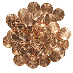 Image showing Dollar coins 1 cent wheat penny cent