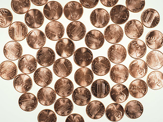 Image showing Dollar coins 1 cent wheat penny cent