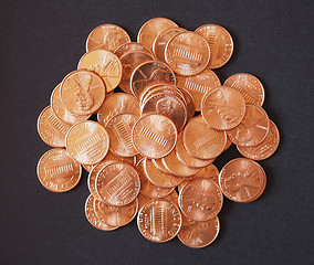 Image showing Dollar coins 1 cent wheat penny cent