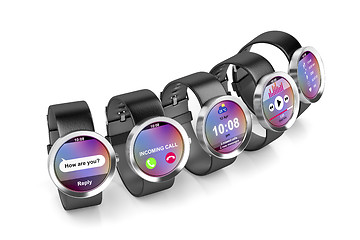 Image showing Group of smartwatches