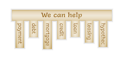 Image showing wooden label with we can help