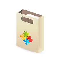 Image showing paper bag with puzzle symbols