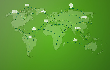 Image showing green worldmap with symbols