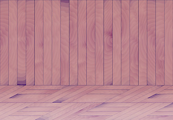 Image showing wooden room with purple - blue wood