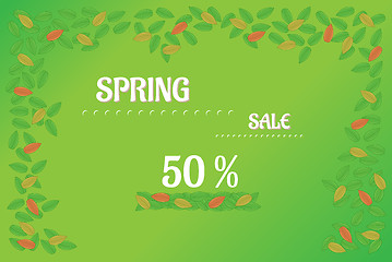 Image showing spring sale vector background with leaves