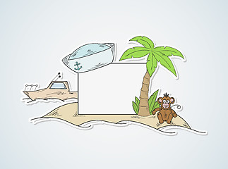 Image showing funny cartoon island with blank paper