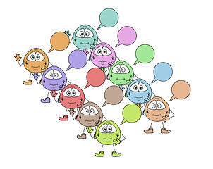 Image showing color cute creatures with speak bubble