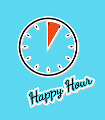 Image showing blue happy hour background with clock