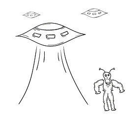 Image showing alien and spaceships