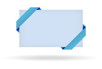 Image showing blue gift card with dotted ribbon and shadow on white background