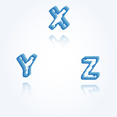 Image showing sketch jagged alphabet letters, X, Y, Z