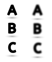 Image showing sharp and unsharp alphabet letters / font