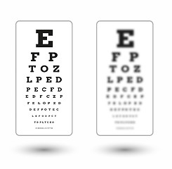 Image showing sharp and unsharp snellen chart with shadow on white background