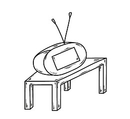 Image showing sketch of the small TV