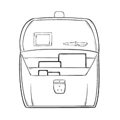 Image showing sketch of the open briefcase with documents