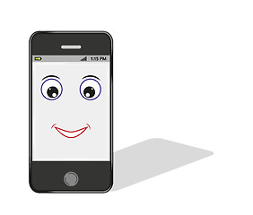 Image showing comic smartphone with eye and smile