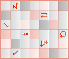 Image showing board with different tiles and arrows