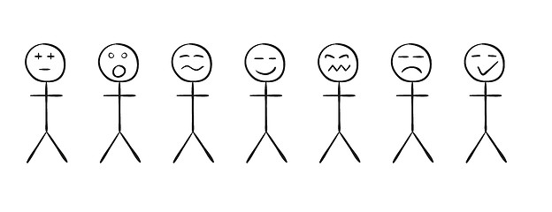 Image showing set of the simple persons with different emotions