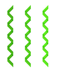 Image showing three different blue twisted dashed ribbons on white background