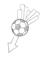 Image showing sketch of the flying football ball with arrow