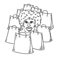 Image showing few bags for shopping and woman face